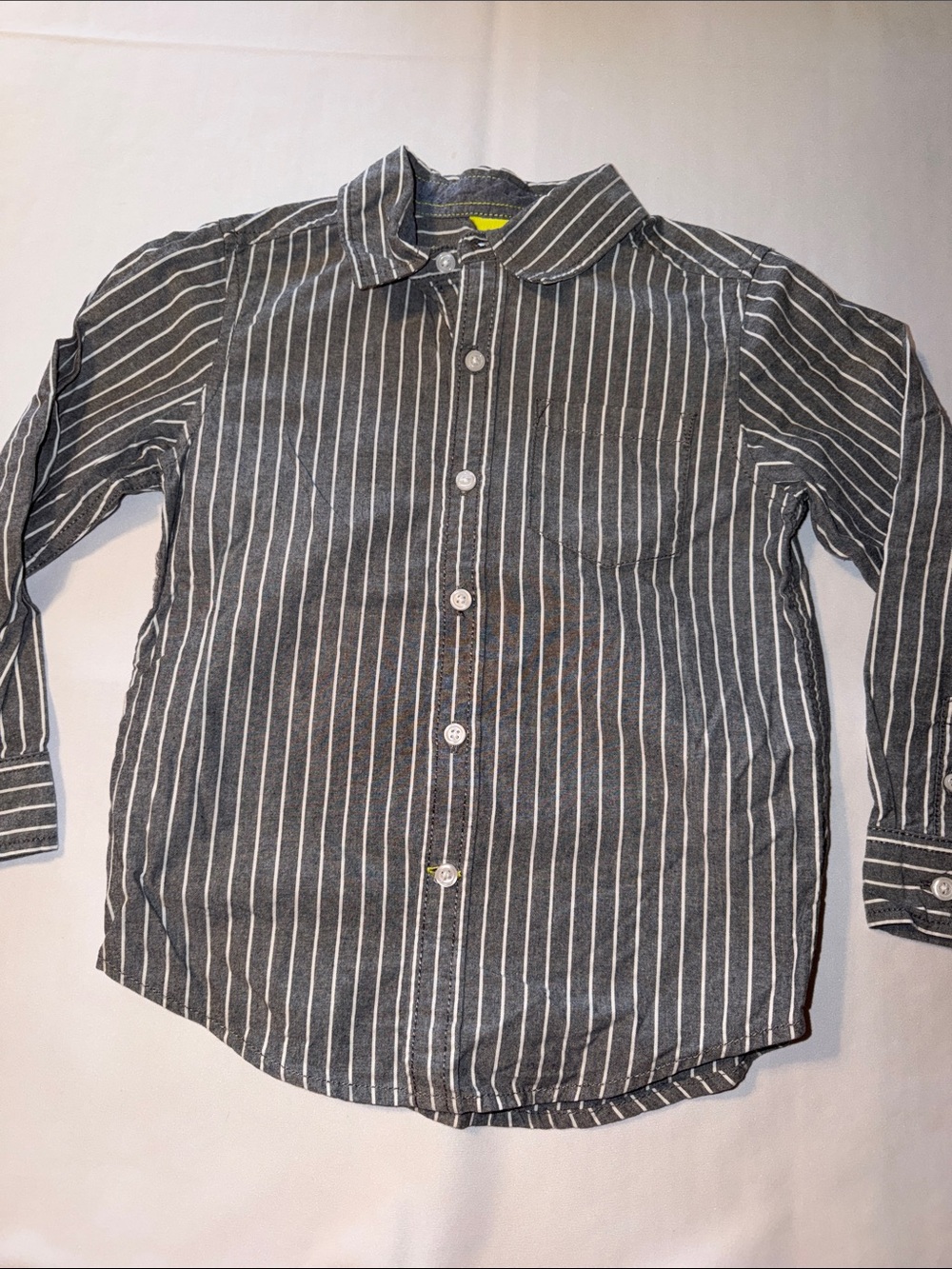 Gymboree Boys Gray & White Striped Long Sleeve Button Up Shirt Size Small 5/6